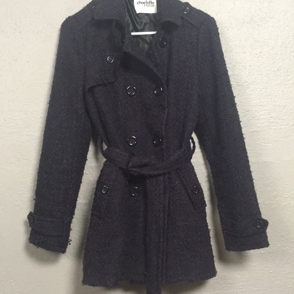 Purple and black winter coat